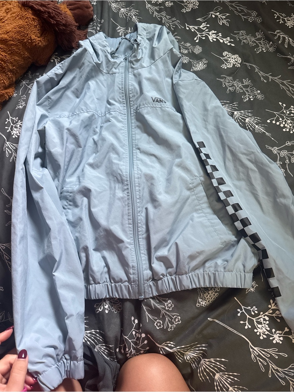 Vans Light Blue Windbreaker with Black Checker Sleeve